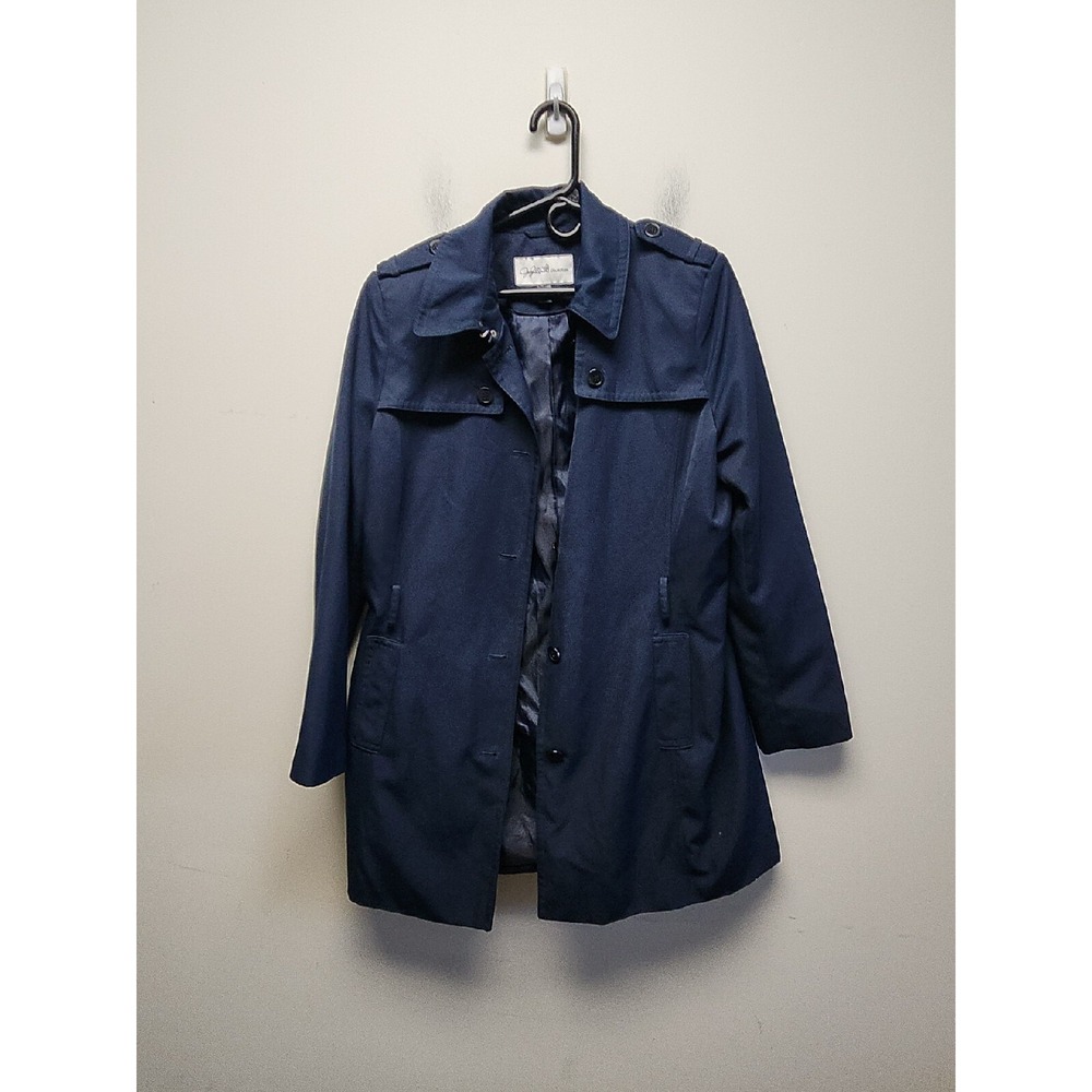 Jaclyn Smith Women's Trench Jacket Windbreaker Raincoat Blue Large No Belt